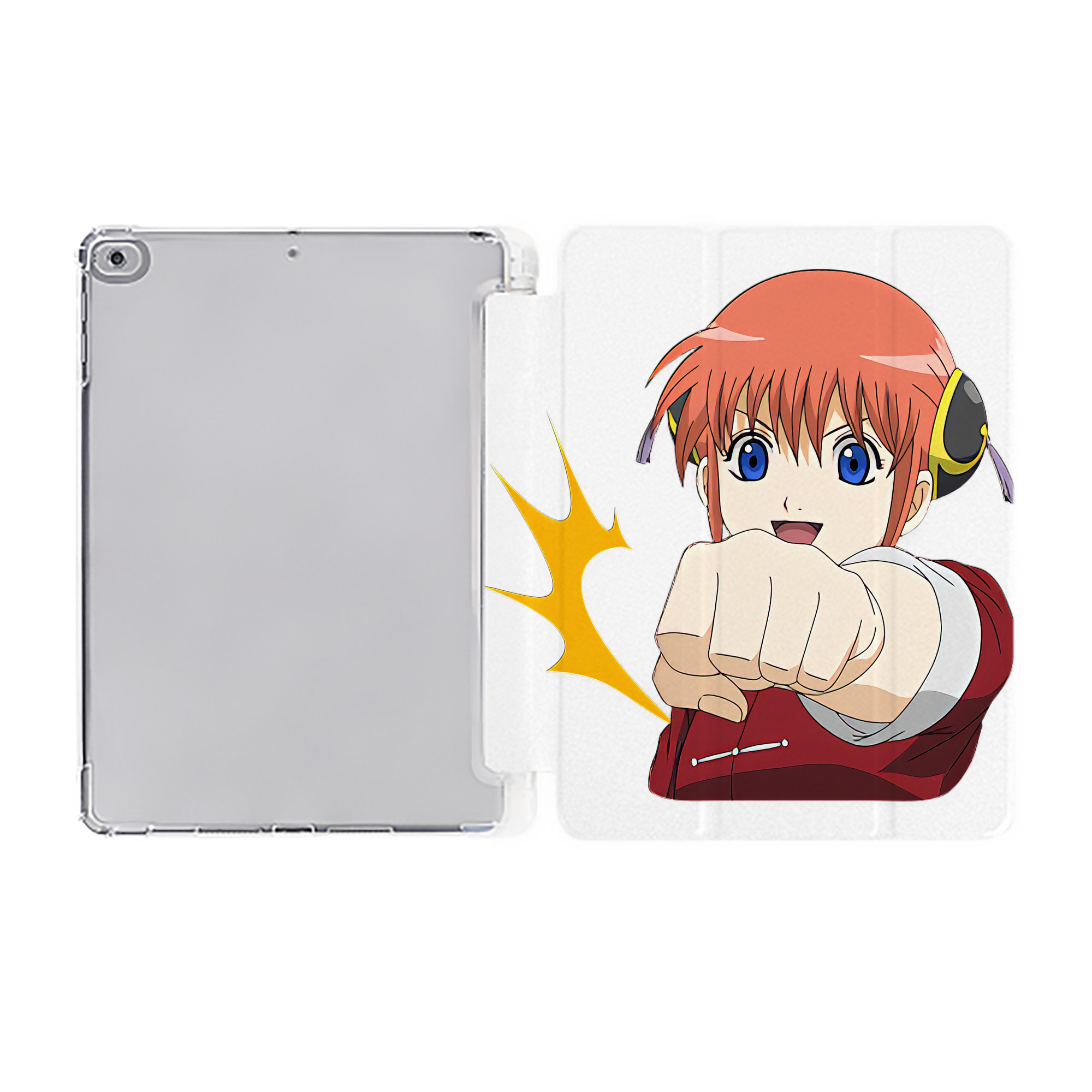 ぎんたま 坂田銀時（さかたぎんとき） 神楽 志村新八（しむら しんぱち） GINTAMA Sakata Gintoki Kagura Shimura Shinpachi IPad ケース ペン収納付き 三つ折りスタンド PUレザー×シリコン 対応機種9.5/10.5/10.9インチ